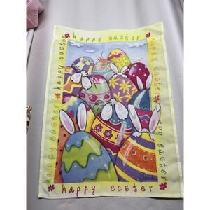 Easter House Flag Bunny & Eggs Egg Hunt Humor Yellow 12 X 17 Inch S. LAVENDER